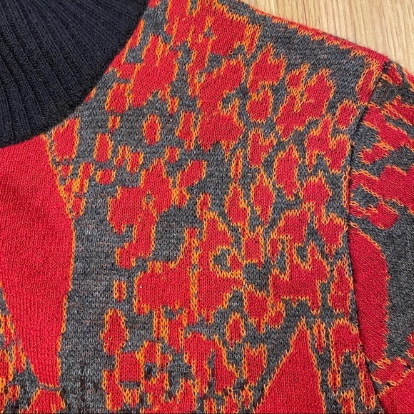 Vintage Red Black Wool Bomber Sweater Jacket Made in Italy - M - Picture 9 of 12